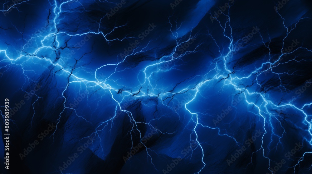 Fototapeta premium Spectacular Display of Intense Lightning Bolts Illuminating a Dark Blue Sky