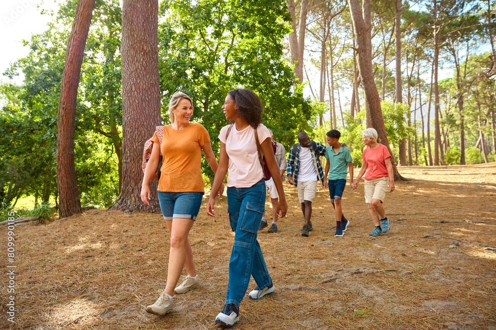 Active Three Generation Family On Outdoor Hike In Countryside Together Active Three Generation Family On Outdoor Hike In Countryside Together