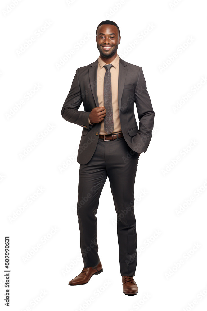 Fototapeta premium African american man dressed in office suit isolated on transparent background