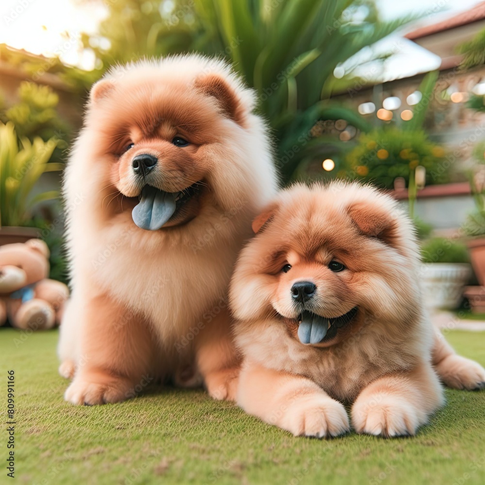 chow chow dog in the grass