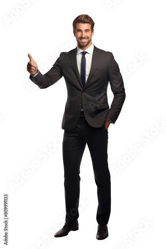 Caucasian business man in office wear isolated on transparent or white background