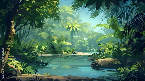 Tranquil Jungle Sanctuary  A of Lush Tropical Vegetation