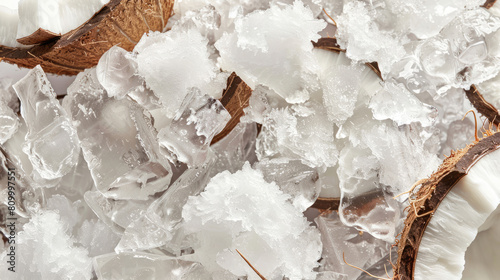 Texture of ice and frozen Coconut background