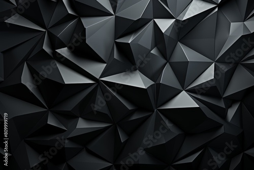Abstract geometric background with dark gray and black polygonal shapes. Perspective backdrop. Technology wallpaper. Business cover banner