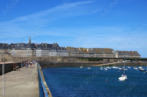 The medieval city of St Malo in Brittany in France, in Europe