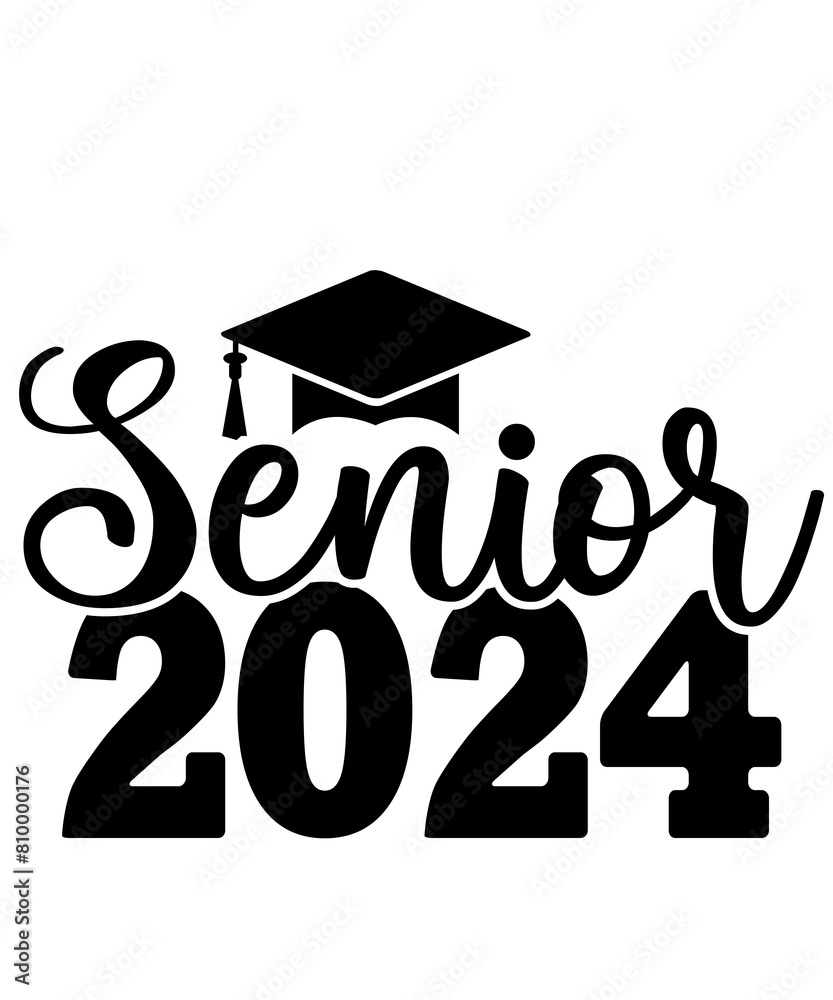 Graduation senior 2024 typography clip art design on plain white transparent isolated background for card, shirt, hoodie, sweatshirt, apparel, tag, mug, icon, poster or badge Graduation senior 2024 typography clip art design on plain white transparent isolated background for card, shirt, hoodie, sweatshirt, apparel, tag, mug, icon, poster or badge