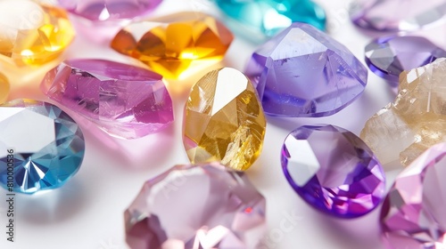 Gemstones in contrast with light backgrounds generative ai