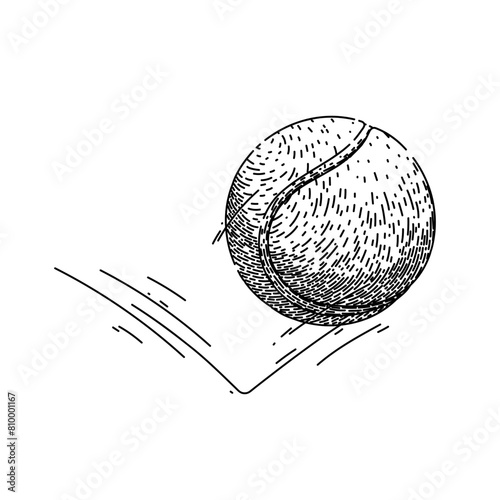 isolated tennis ball hand drawn. racket green, tenis object, macro view isolated tennis ball vector sketch. isolated black illustration