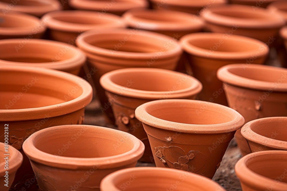Terracotta pots. Culture decoration vase. Generate Ai Terracotta pots. Culture decoration vase. Generate Ai