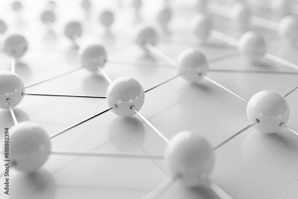Network connection structure with white spheres on light background. Medical backdrop. Technology wallpaper Network connection structure with white spheres on light background. Medical backdrop. Technology wallpaper
