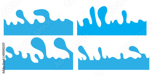 Website border and header set with drops, waves, organic and geometric shapes. Isolated vector template for website, app, poster, banner. In eps 10.