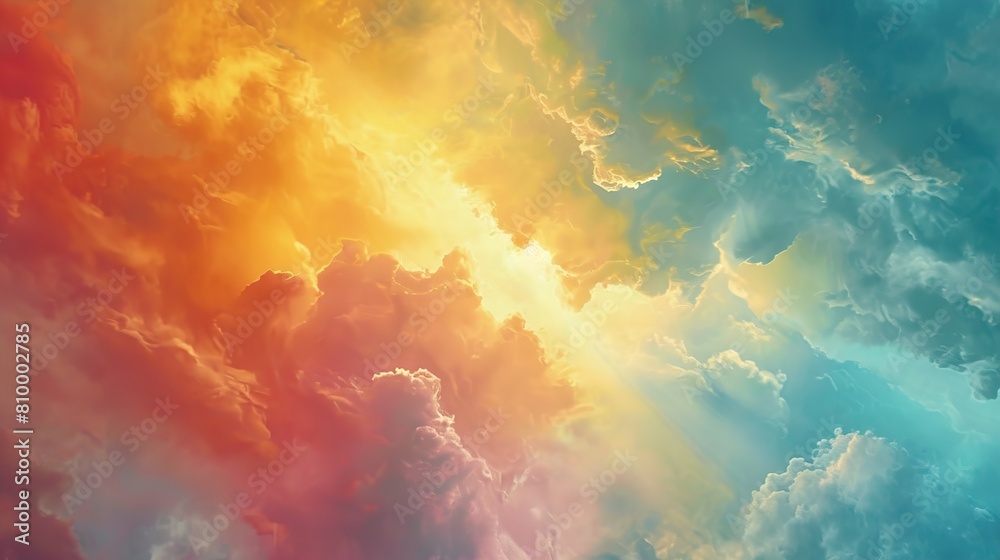 Fototapeta premium Multicolored colorfulclouds background. Flowing brush strokes to paint clouds with blurry edges. Abstraction art