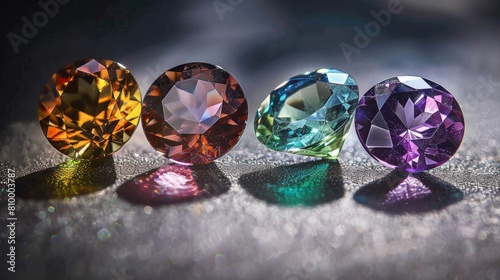 Gemstones in different lighting conditions generative ai