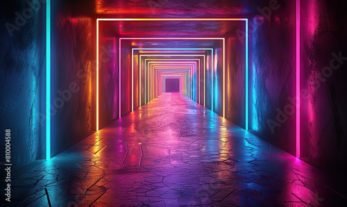 Futuristic Digital Data Tunnel , Generate AI