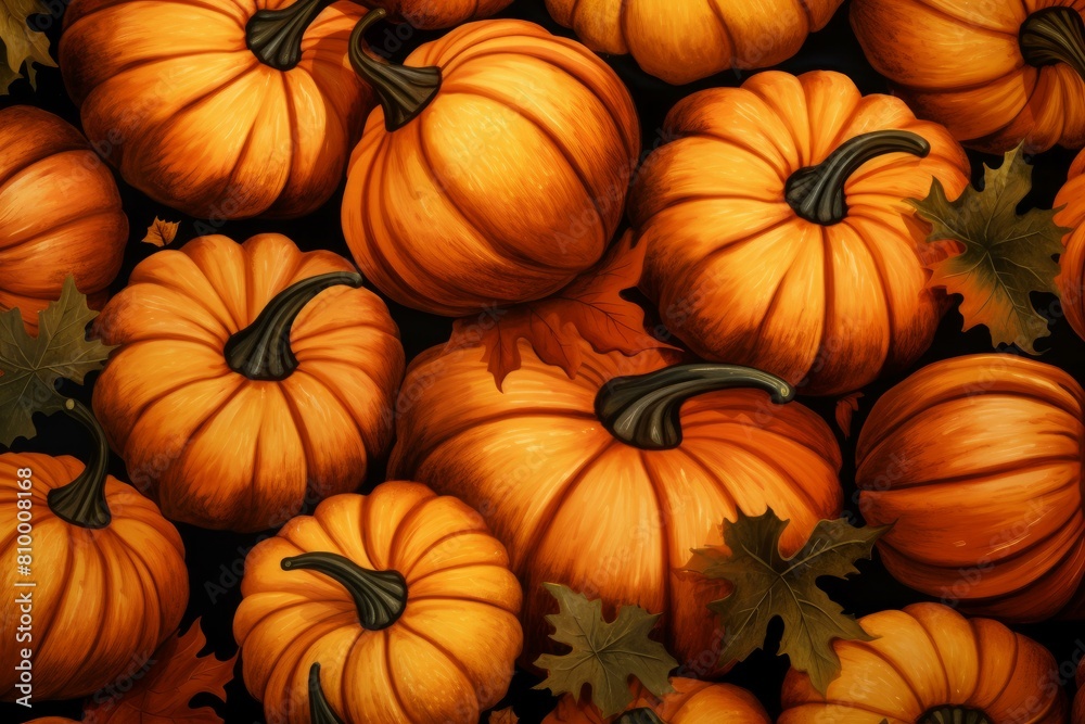 Thanksgiving pumpkins background. Nature food. Generate Ai Thanksgiving pumpkins background. Nature food. Generate Ai