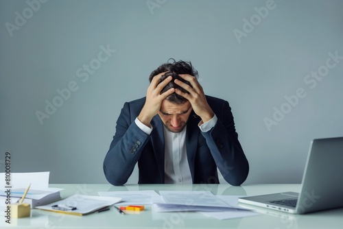 Stressed businessman at desk