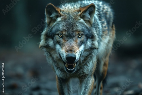 Portrait of a wolf in the forest   Wildlife scene from nature