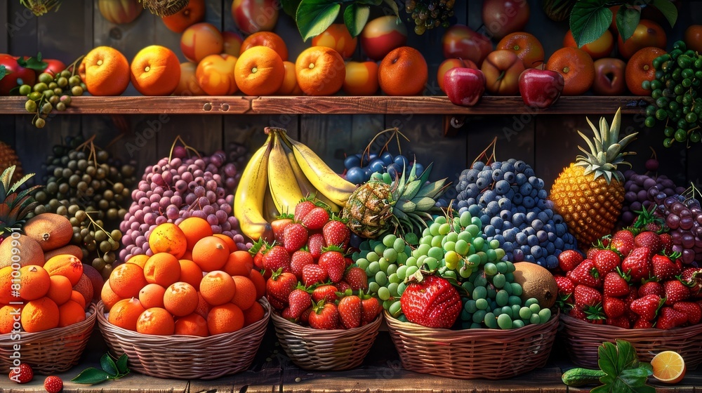 Craft an image of an artisanal fruit store