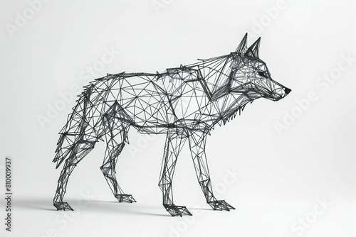 Polygonal wolf on a white background    rendering