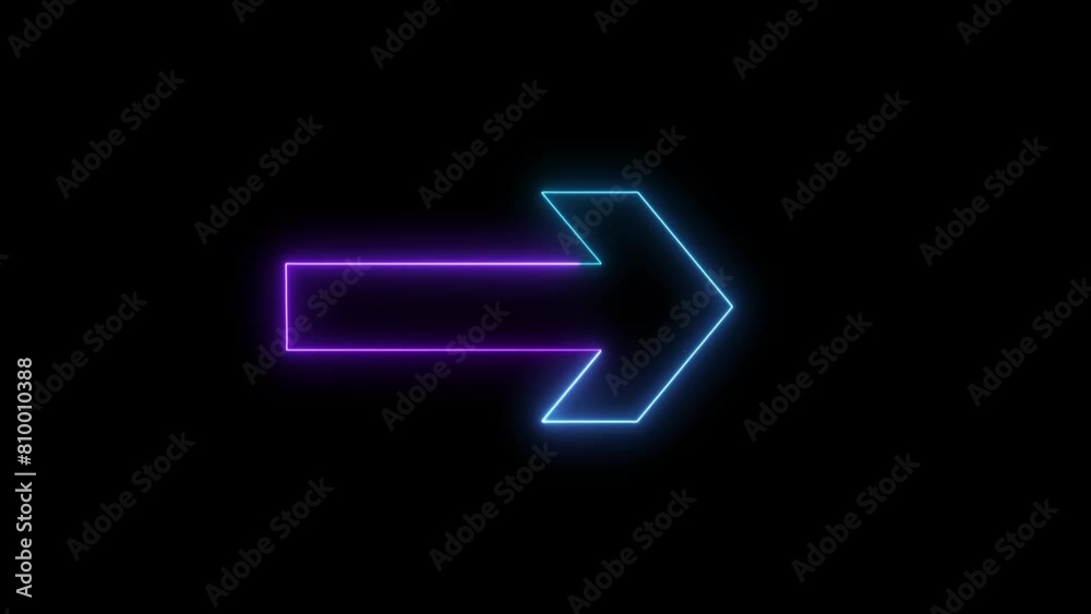 Neon arrow showing the direction on a transparent background animation Neon arrow showing the direction on a transparent background animation