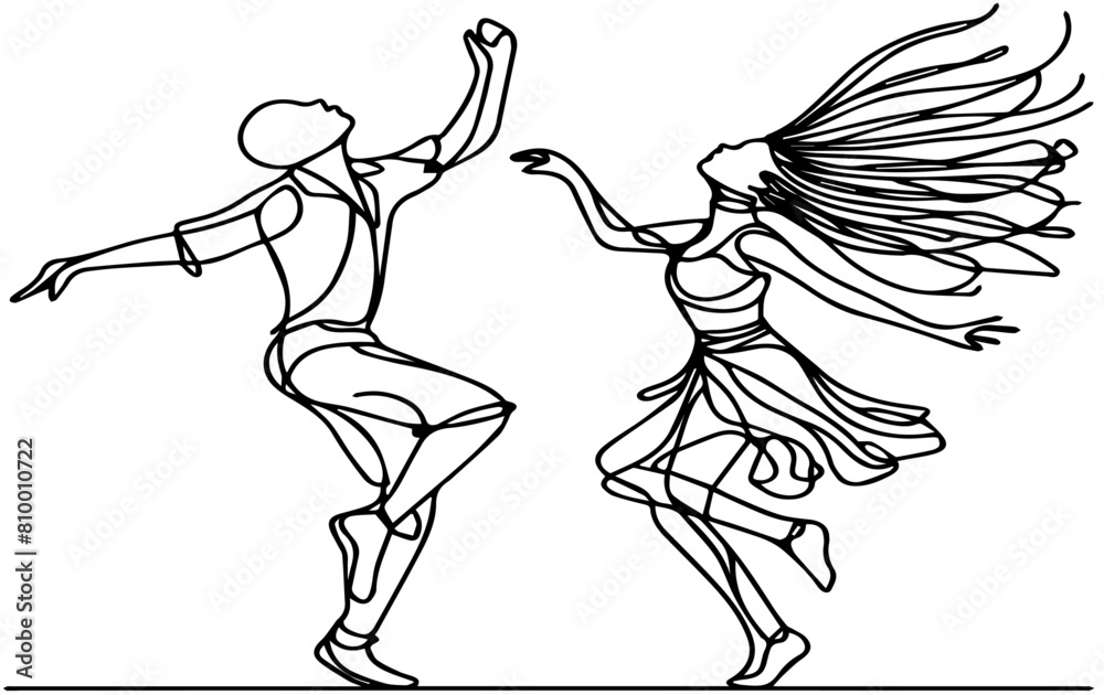 Fototapeta premium Latin American dances , vector, sketch, male and female , dancers, couple