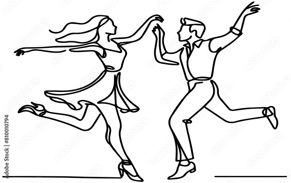 Party dance hand drawn outline, Dancing couple. A man and a woman perform a ballroom dance, Continuous one line drawing man and woman dancing Party dance hand drawn outline, Dancing couple. A man and a woman perform a ballroom dance, Continuous one line drawing man and woman dancing