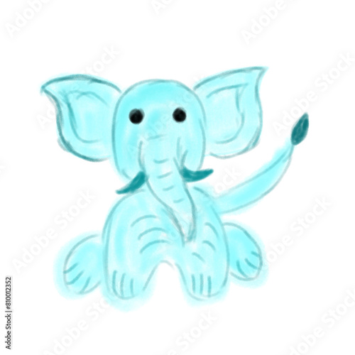 Cute blue baby elephant watercolor 