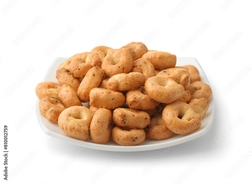 Traditional italian tarallini on ceramic plate Traditional italian tarallini on ceramic plate