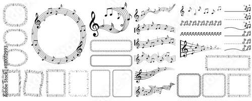 set of music note frame and line divider