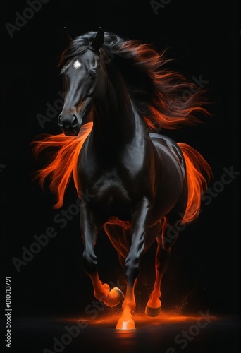 Black horse. Digital art. Decoration, images to print as a picture for wall decoration. © POLEX