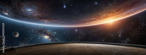 360 degree equirectangular projection space background with nebula and stars, environment map. HDRI spherical panorama