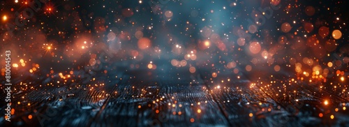 Glamorous New Year Celebration: Sparkling Fireworks on Dark Wood Background | 4K HD Wallpaper photo