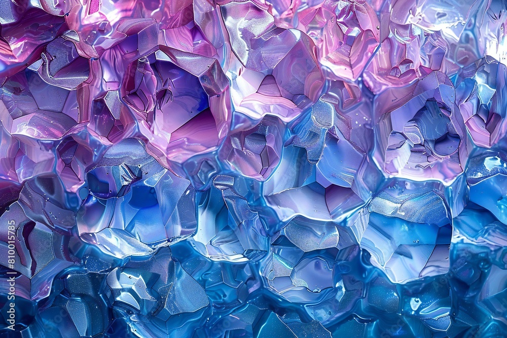 Abstract background of blue and purple glass shards,  Close-up