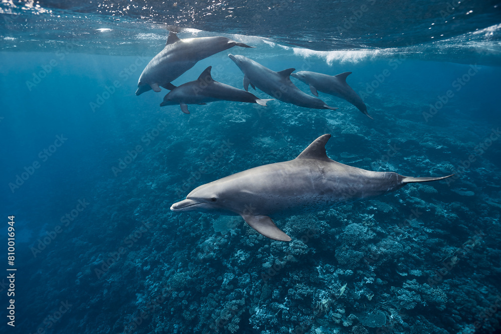 Fototapeta premium Common bottlenose dolphin tursiops truncatus underwater