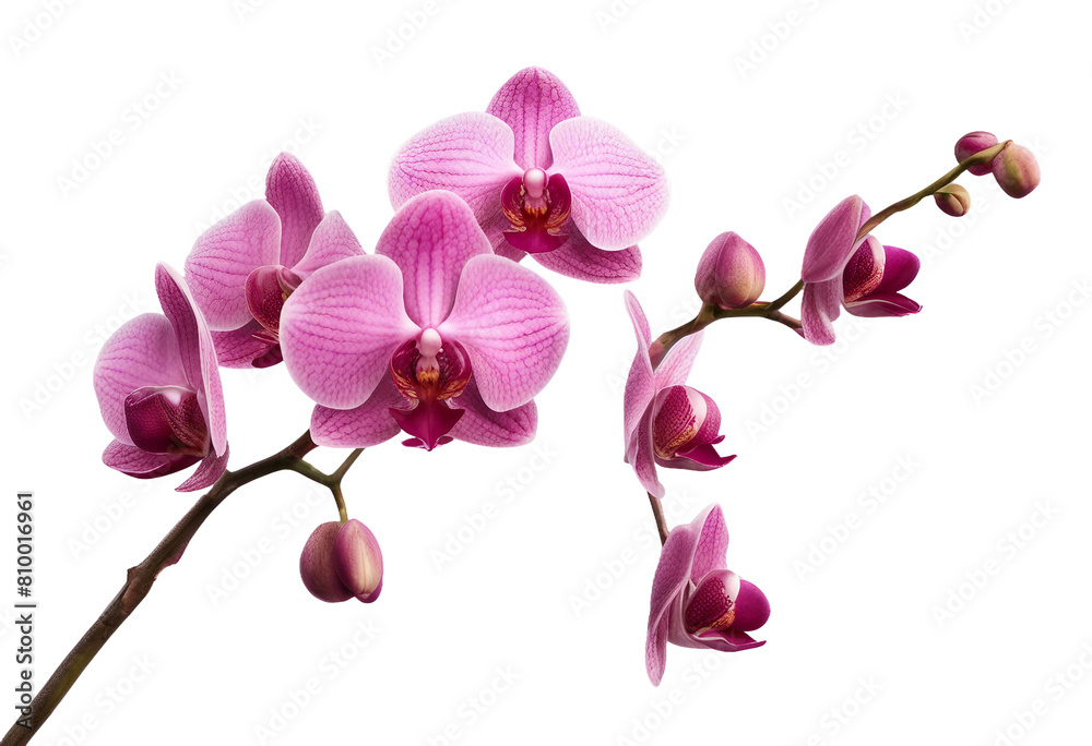 Fototapeta premium Pink orchid flowers on branches isolated on transparent background