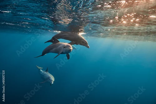 Fototapeta na wymiar Common bottlenose dolphin tursiops truncatus underwater