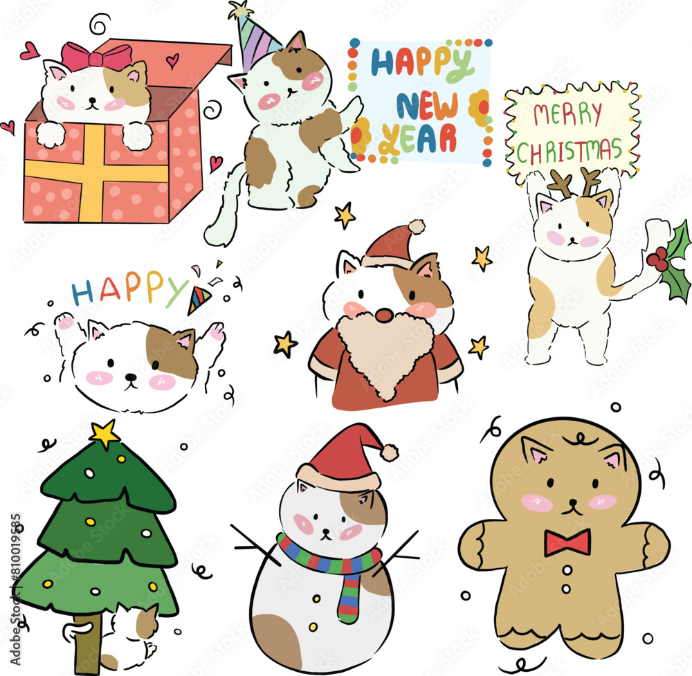christmas and new year's cats christmas and new year's cats