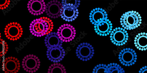 Dark blue, red vector template with flu signs.