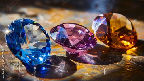 Side lit gemstones generative ai