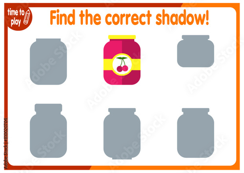 tasks for children's development. logical problems. find the right shadow. jam