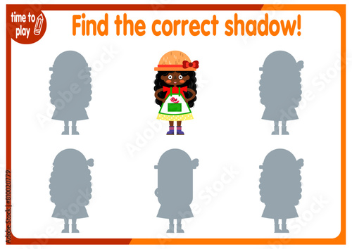 tasks for children's development. logical problems. find the right shadow. gardener