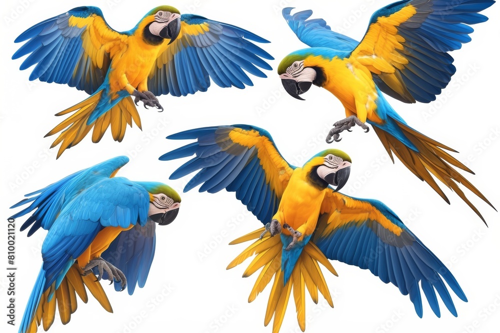 Obraz premium Macaw parrot isolated on white background set