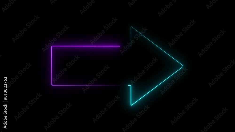 Neon arrow showing the direction on a background animation Neon arrow showing the direction on a background animation