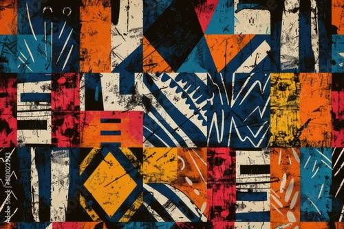 Colorful abstract painting with squares and shapes. Great for modern art concepts