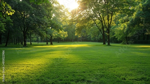 beautiful park with a meadow and wooded area
