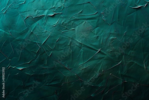 Cracked and peeling paint on a green wall,  Abstract background photo