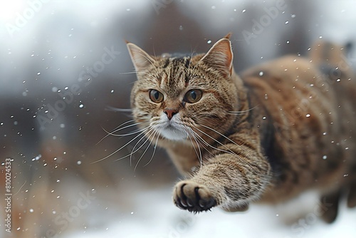 European Shorthair cat (Felis catus) in winter photo