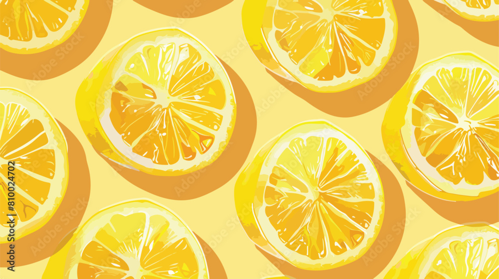 Lemon slices seamless pattern background Vector style