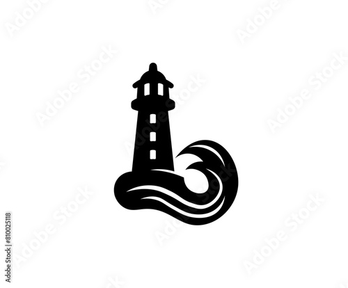 Lighthouse tower vector illustration in minimalist style for logo