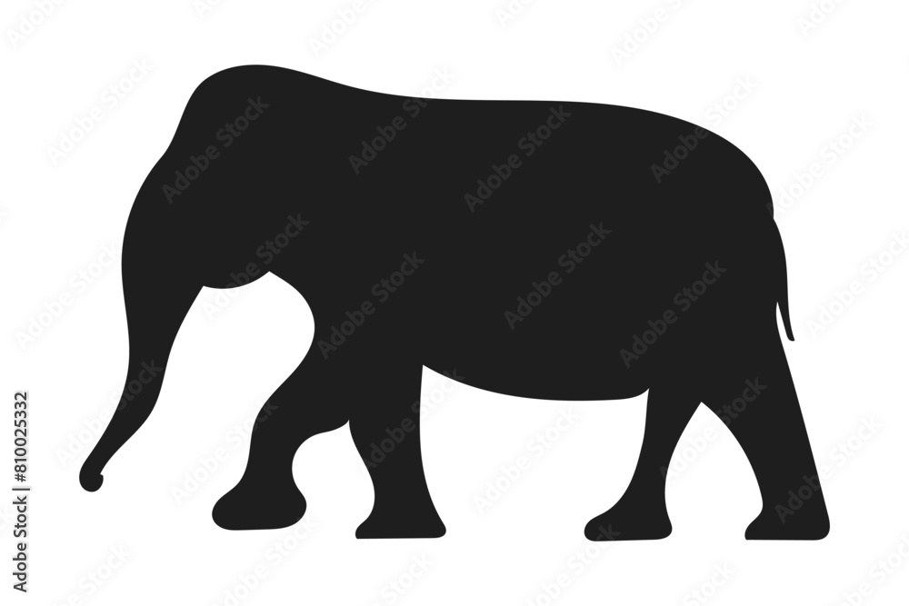 Vector illustration of elephant silhouette on transparent background
